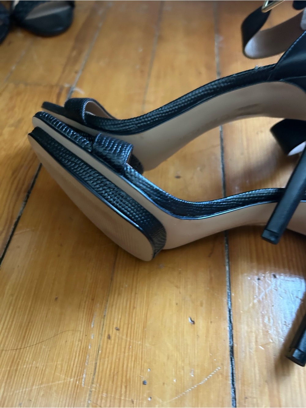 Women's Black Ankle-Strap High Heel Sandals - Picture 5 of 5